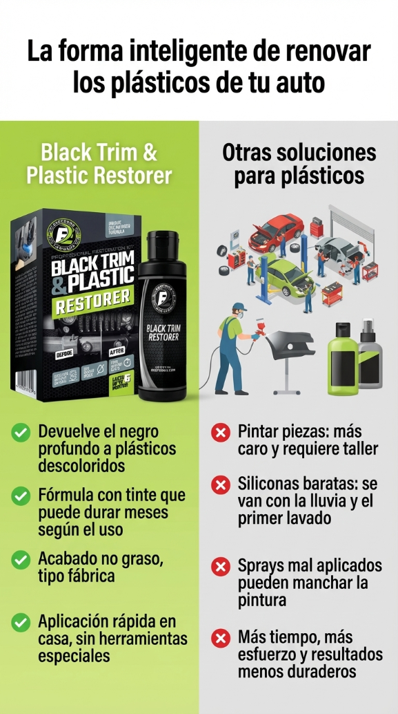 ¡Restaura instantáneamente molduras y plásticos descoloridos para que luzcan como nuevos!